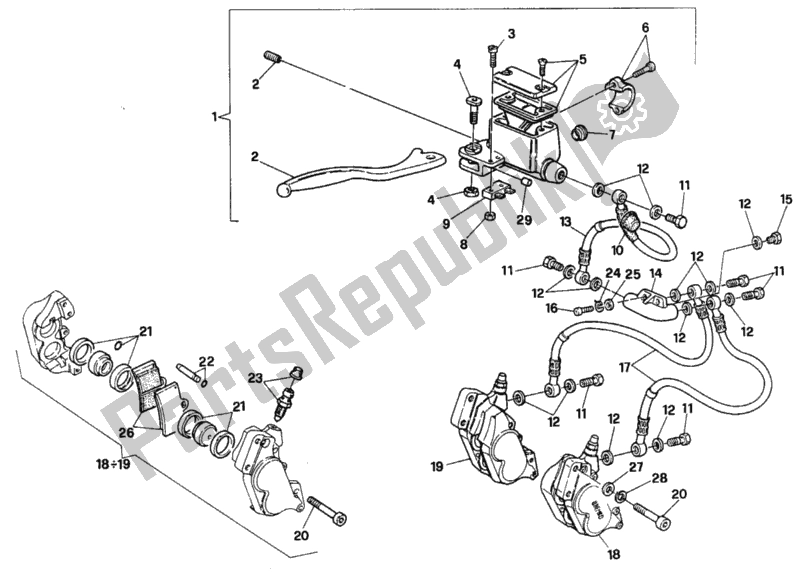 Toutes les pièces pour le Système De Freinage Avant My91 du Ducati Paso 907 I. E. USA 1991